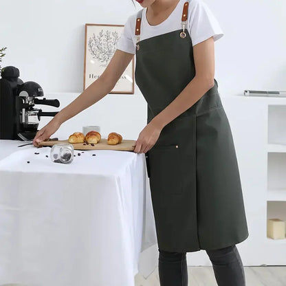 Waterproof Canvas Apron with Split Skirt and Multiple Pockets