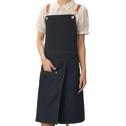 Waterproof Canvas Apron with Split Skirt and Multiple Pockets