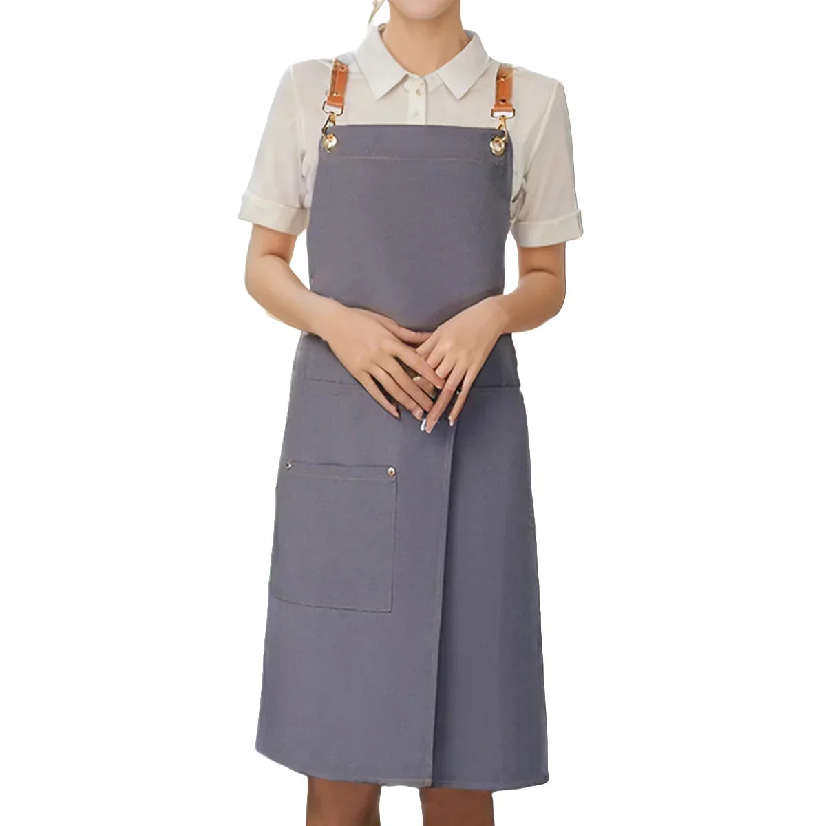 Waterproof Canvas Apron with Split Skirt and Multiple Pockets