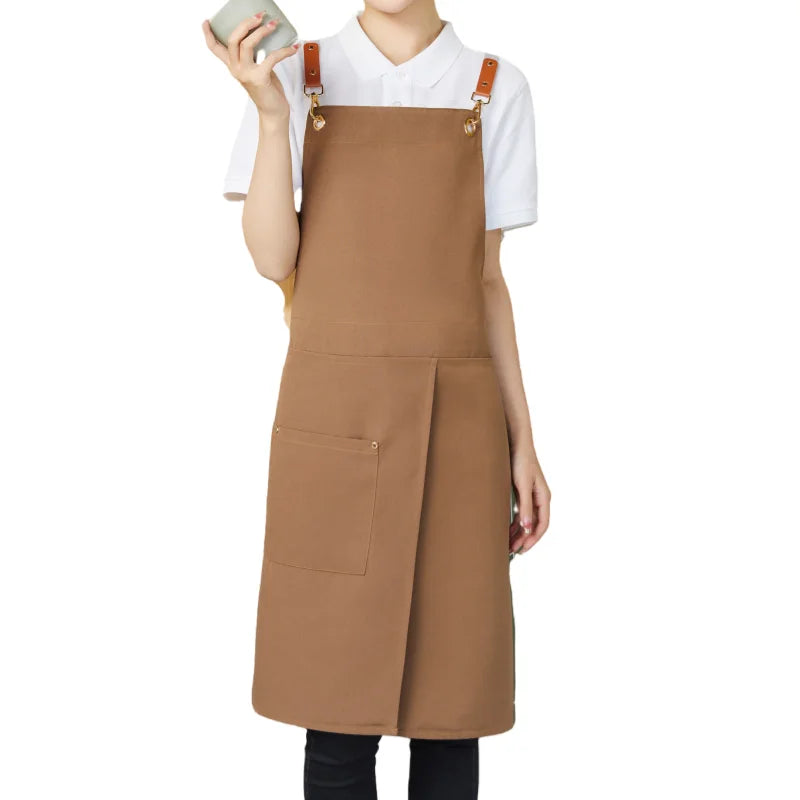 Waterproof Canvas Apron with Split Skirt and Multiple Pockets