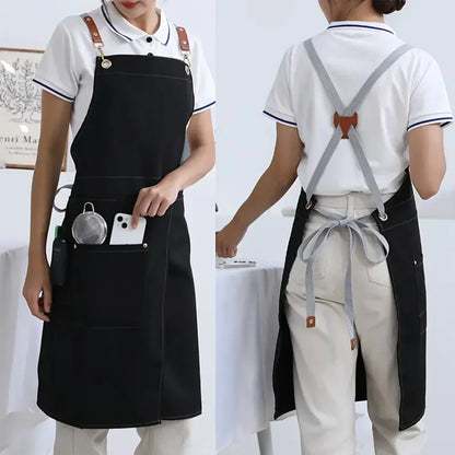 Waterproof Canvas Apron with Split Skirt and Multiple Pockets