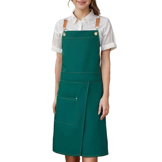 Delantal de lona impermeable con falda dividida y múltiples bolsillos
