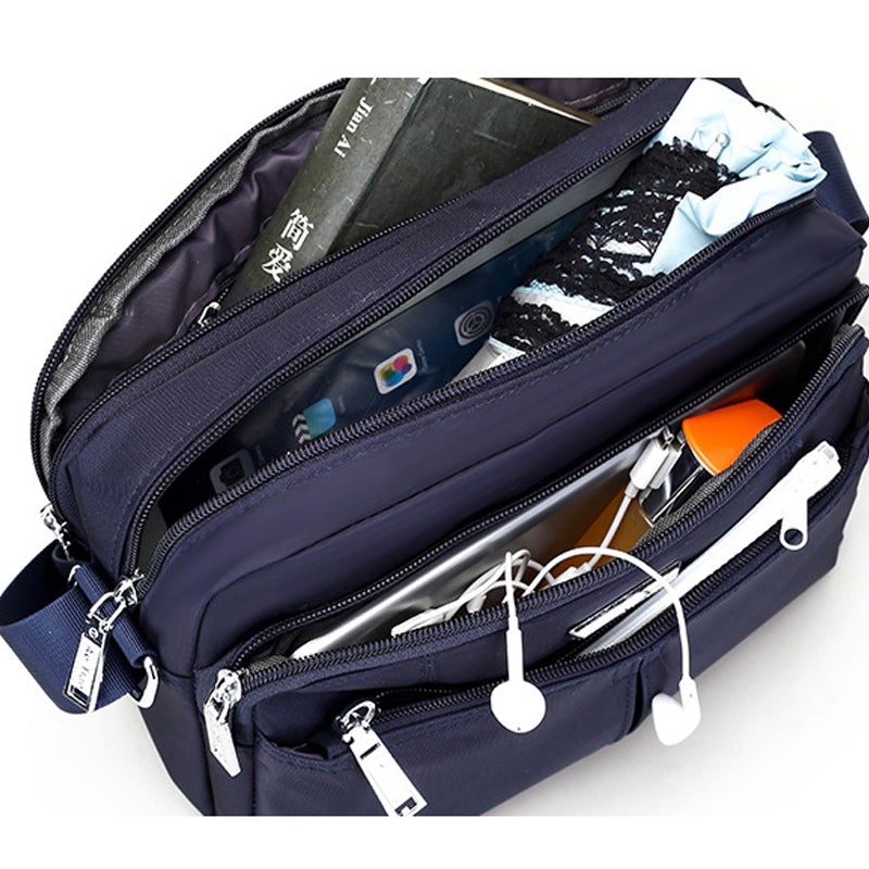 Waterproof Multi-Pocket Shoulder Messenger Bag with Adjustable Strap