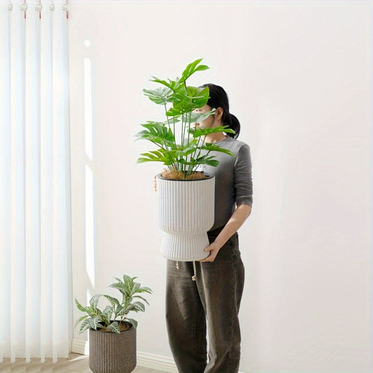 White Self-Watering Planter with Water Level Indicator