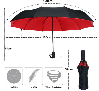 Windproof Storm Umbrella with Compact One-Handed Design