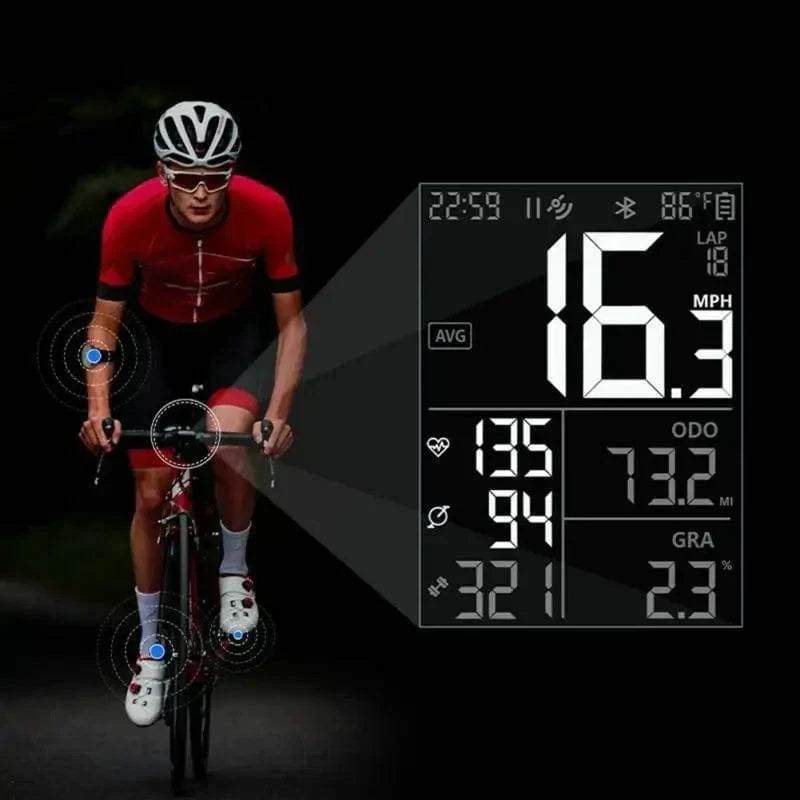 Wireless GPS Bicycle Computer with 2.5-Inch LCD, ANT+ Connectivity and 30-Hour Battery