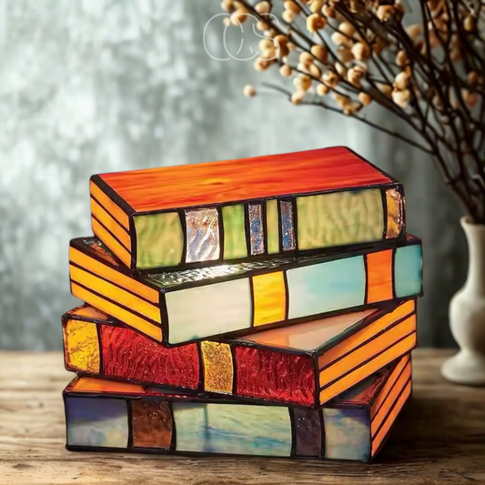 Wireless Mosaic Book Lamp Tiffany Style Decorative Table Light