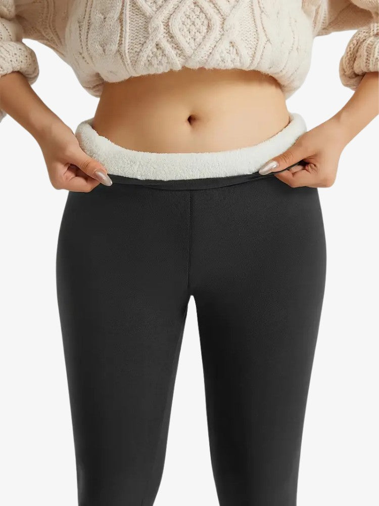 Women's High-Waisted Fleece Thermal Leggings for Winter Sports