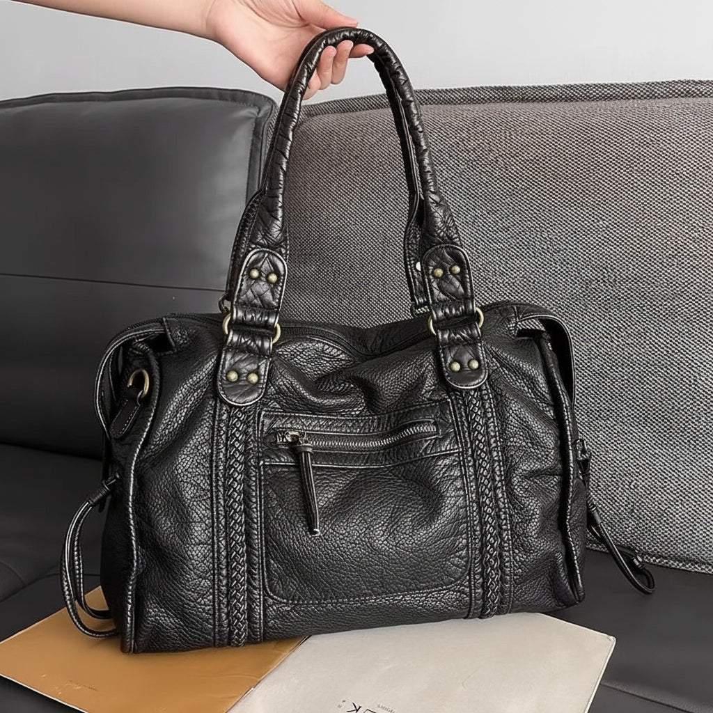 Women's Large Retro Handbag with Adjustable Shoulder Strap