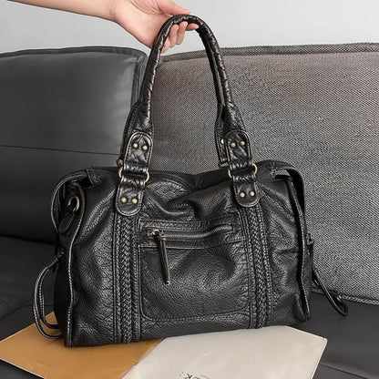 Women's Large Retro Handbag with Adjustable Shoulder Strap
