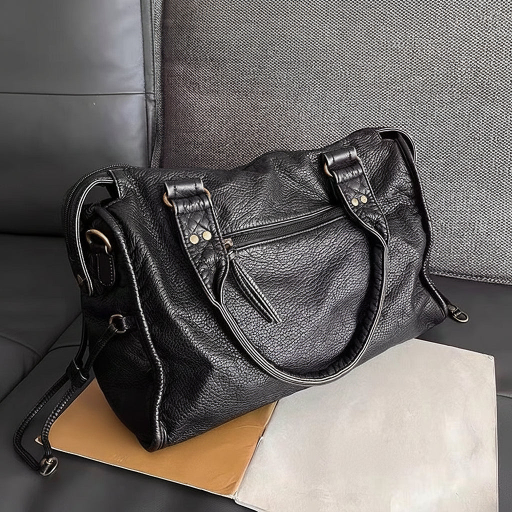 Women's Large Retro Handbag with Adjustable Shoulder Strap