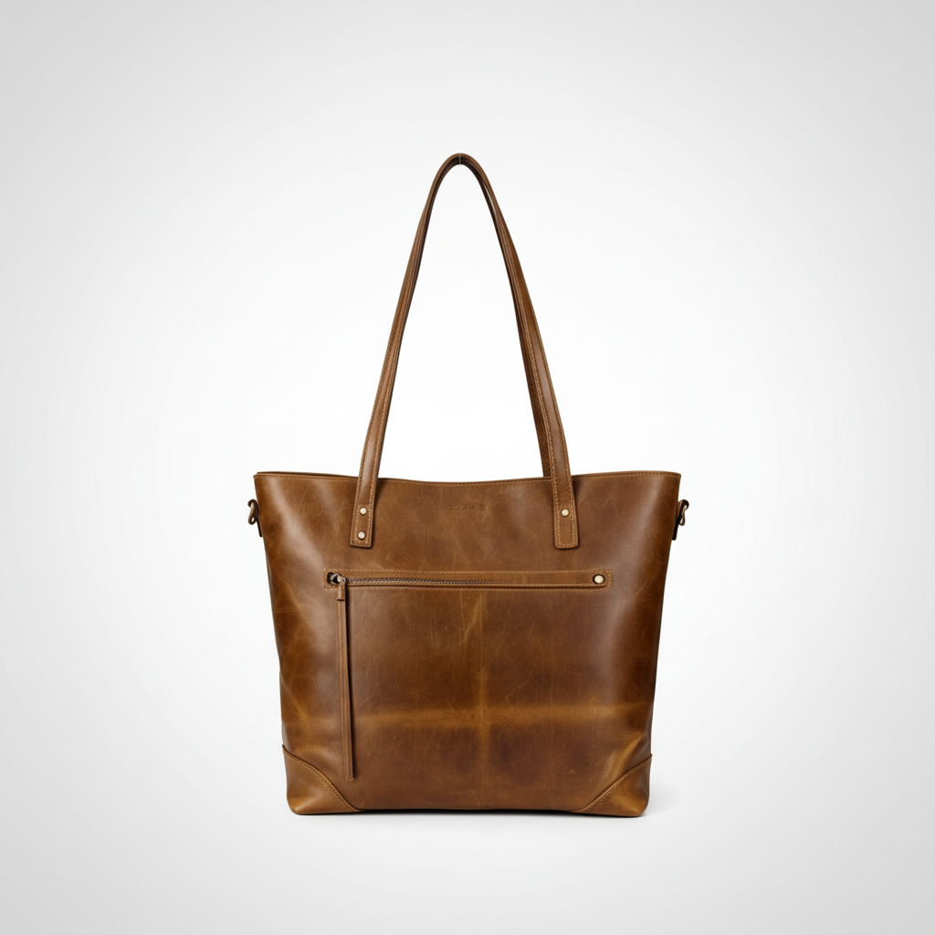Women's Large Zippered Tote Handbag with Adjustable Strap