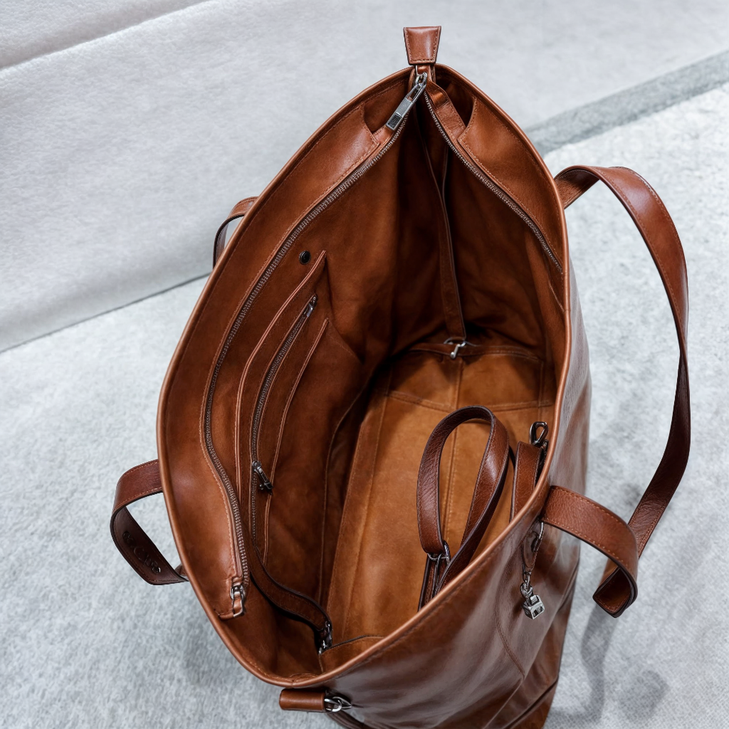Women's Large Zippered Tote Handbag with Adjustable Strap