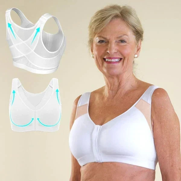 Women's Posture Support Bra with Adjustable Straps and Front Closure