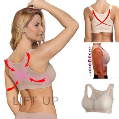 Women's Posture Support Bra with Adjustable Straps and Front Closure