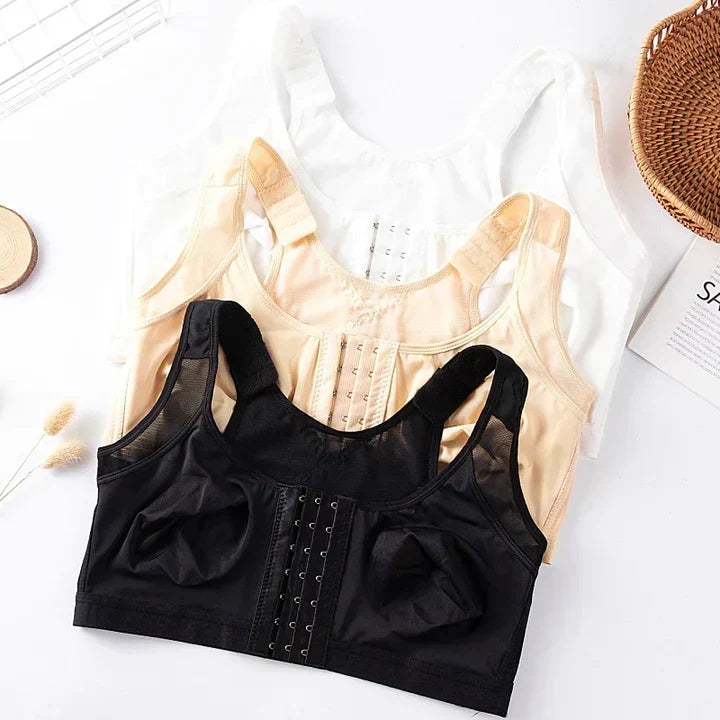 Women's Posture Support Bra with Adjustable Straps and Front Closure