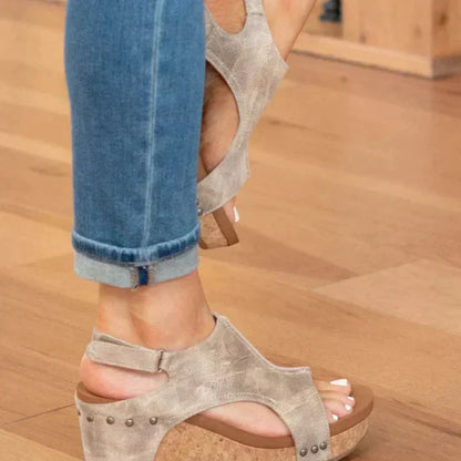 Women’s Wedge Heels with Padded Insole and Velcro Heel Strap