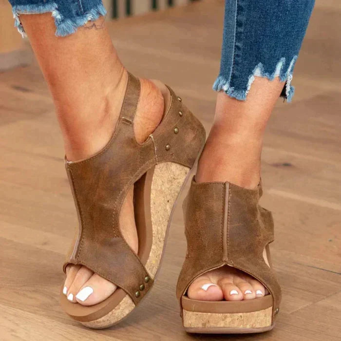 Women’s Wedge Heels with Padded Insole and Velcro Heel Strap