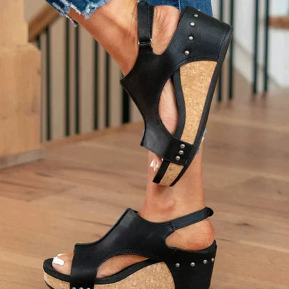 Women’s Wedge Heels with Padded Insole and Velcro Heel Strap