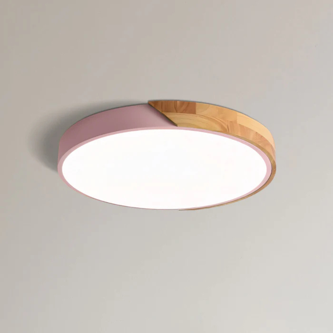 Wood Accent LED Flush Mount Ceiling Light