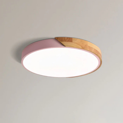Wood Accent LED Flush Mount Ceiling Light