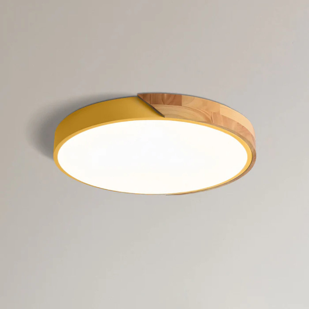 Wood Accent LED Flush Mount Ceiling Light