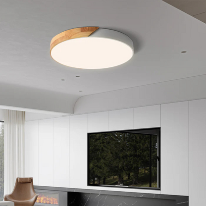 Wood Accent LED Flush Mount Ceiling Light
