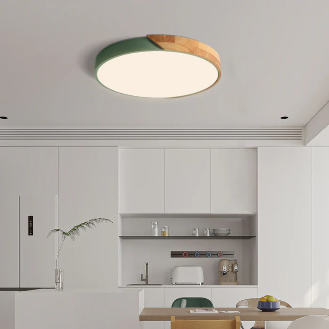 Wood Accent LED Flush Mount Ceiling Light