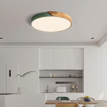 Wood Accent LED Flush Mount Ceiling Light