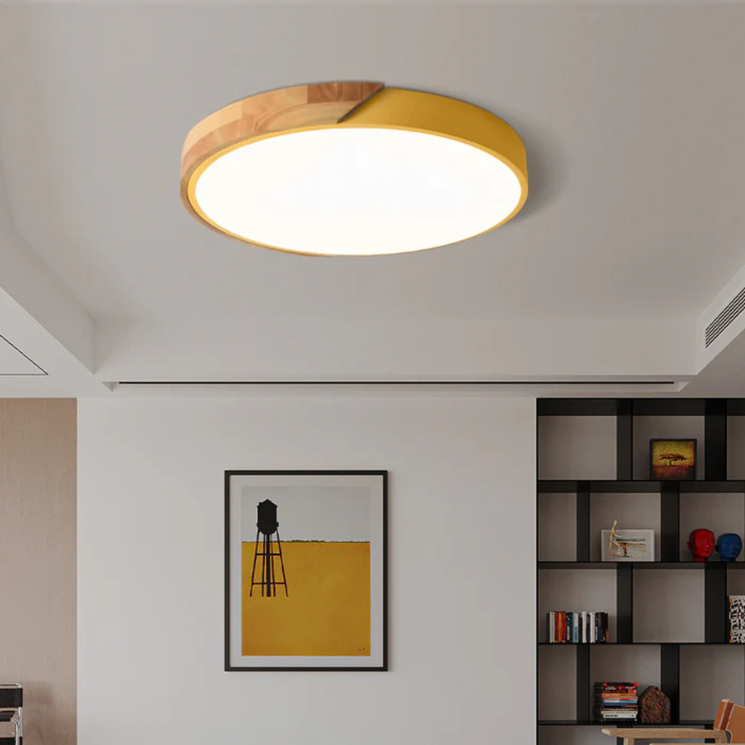 Wood Accent LED Flush Mount Ceiling Light