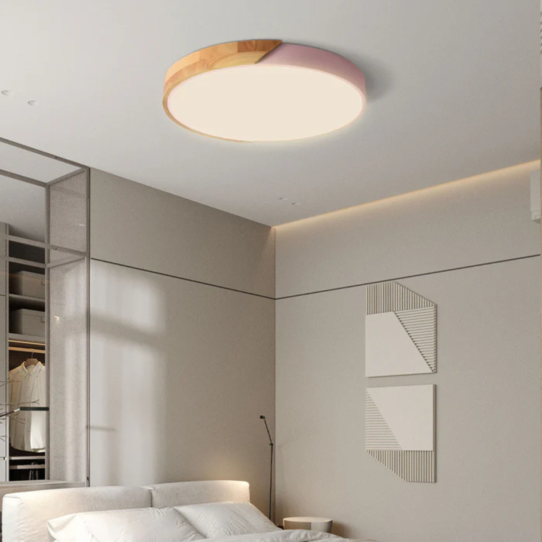 Wood Accent LED Flush Mount Ceiling Light