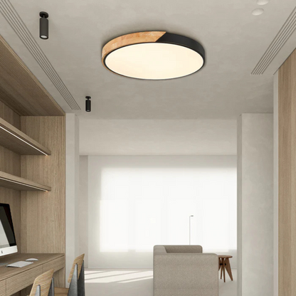 Wood Accent LED Flush Mount Ceiling Light