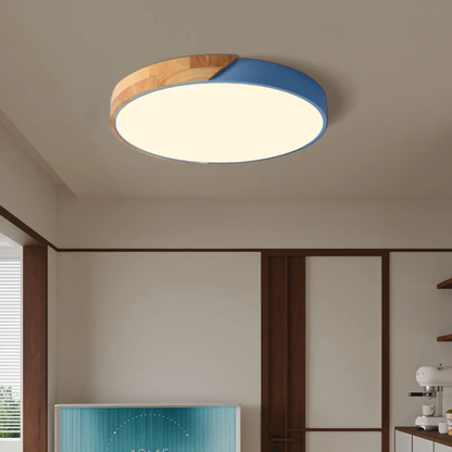 Wood Accent LED Flush Mount Ceiling Light