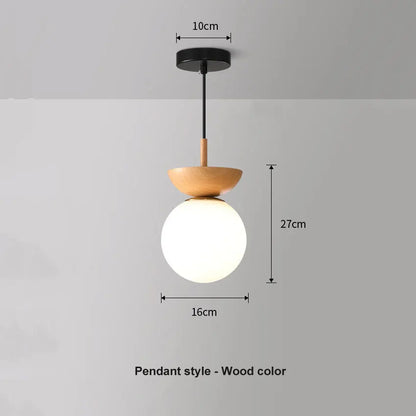 Wood Finish Opal Glass Pendant and Ceiling Light