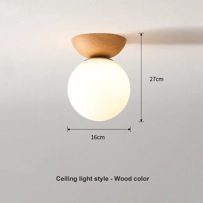 Wood Finish Opal Glass Pendant and Ceiling Light