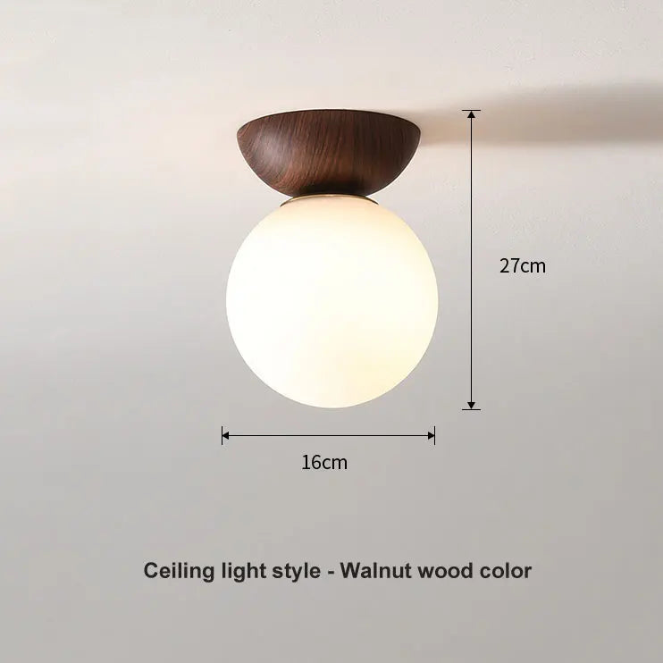 Wood Finish Opal Glass Pendant and Ceiling Light
