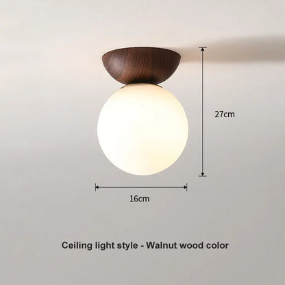 Wood Finish Opal Glass Pendant and Ceiling Light