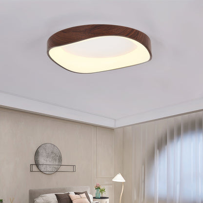 Plafoniera a filo soffitto effetto venatura del legno