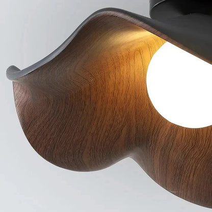 Wood Grain Lotus Flush Mount Ceiling Light
