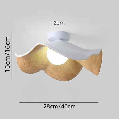 Wood Grain Lotus Flush Mount Ceiling Light