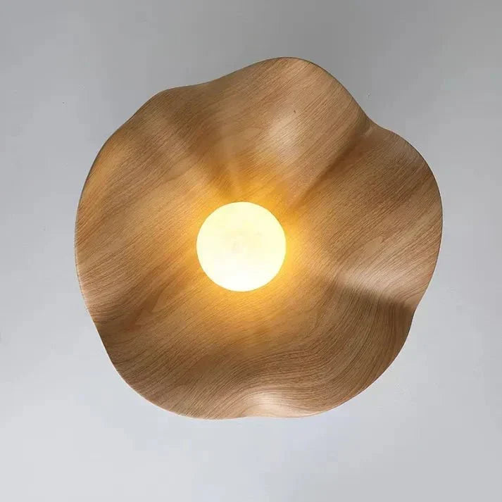 Wood Grain Lotus Flush Mount Ceiling Light