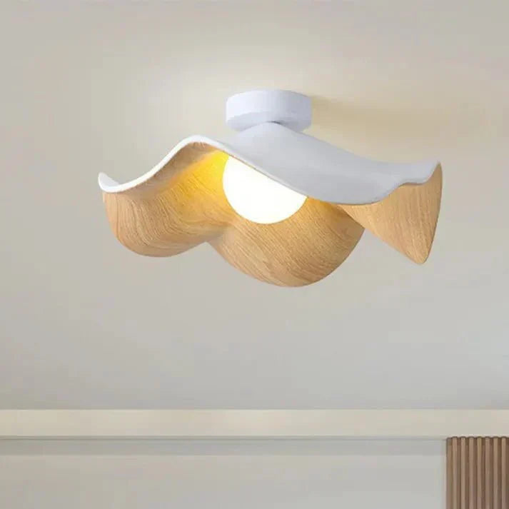 Wood Grain Lotus Flush Mount Ceiling Light