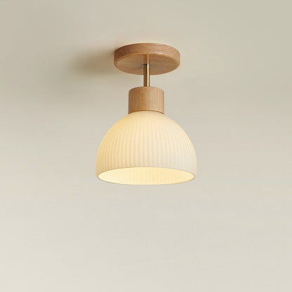 Lampada da soffitto in legno e vetro E27
