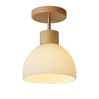 Lampada da soffitto in legno e vetro E27