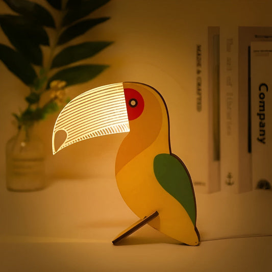 Wooden Animal LED Table Lamp with USB Power