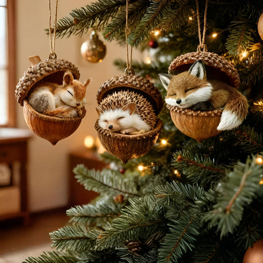 Woodland Animal Acorn Christmas Tree Ornament