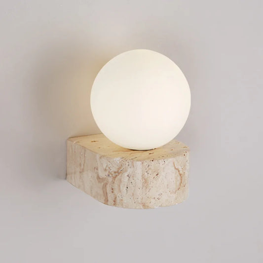 Yellow Travertine Glass Wall Sconce